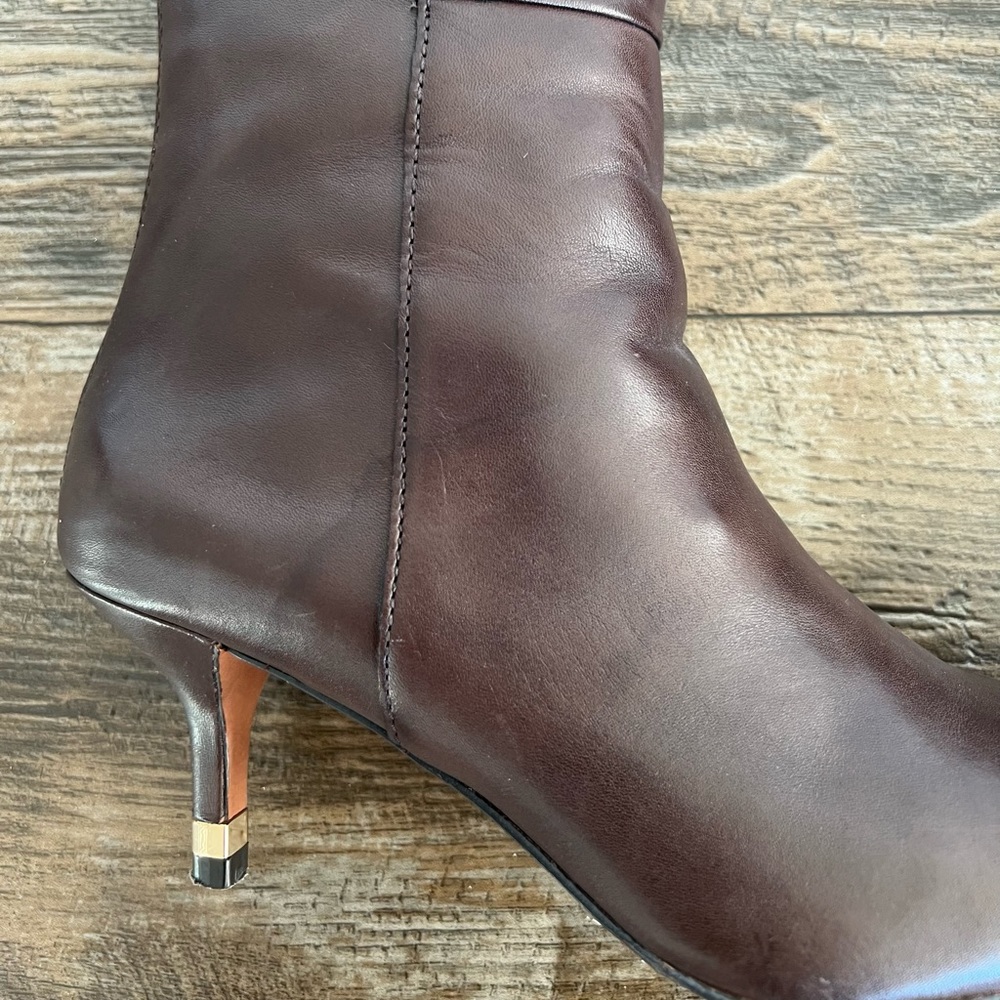 Coach Fayth Semi Matte Calf Leather Boot Chestnut Brown Size 6 - Picture 11 of 14